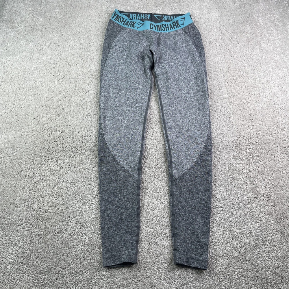 Gymshark Leggings Womens Medium Grey Marl Teal‎ Flex Seamless Activewear Gym